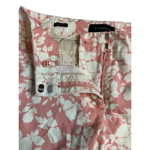 Talbots‎ Womens Signature  Pink Cream Floral Cropped Pants Size 6 - Picture 4 of 7